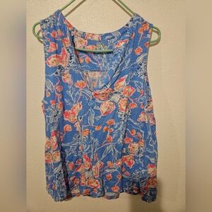 Lilly Pulitzer Blue and Pink Floral Tank Top